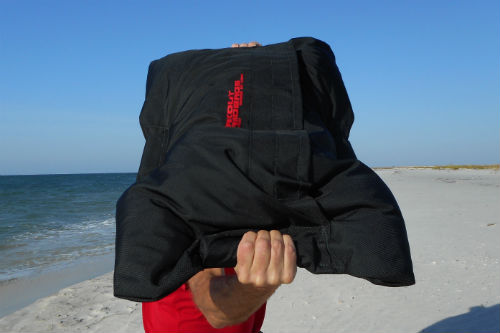 fitness sandbags on beach
